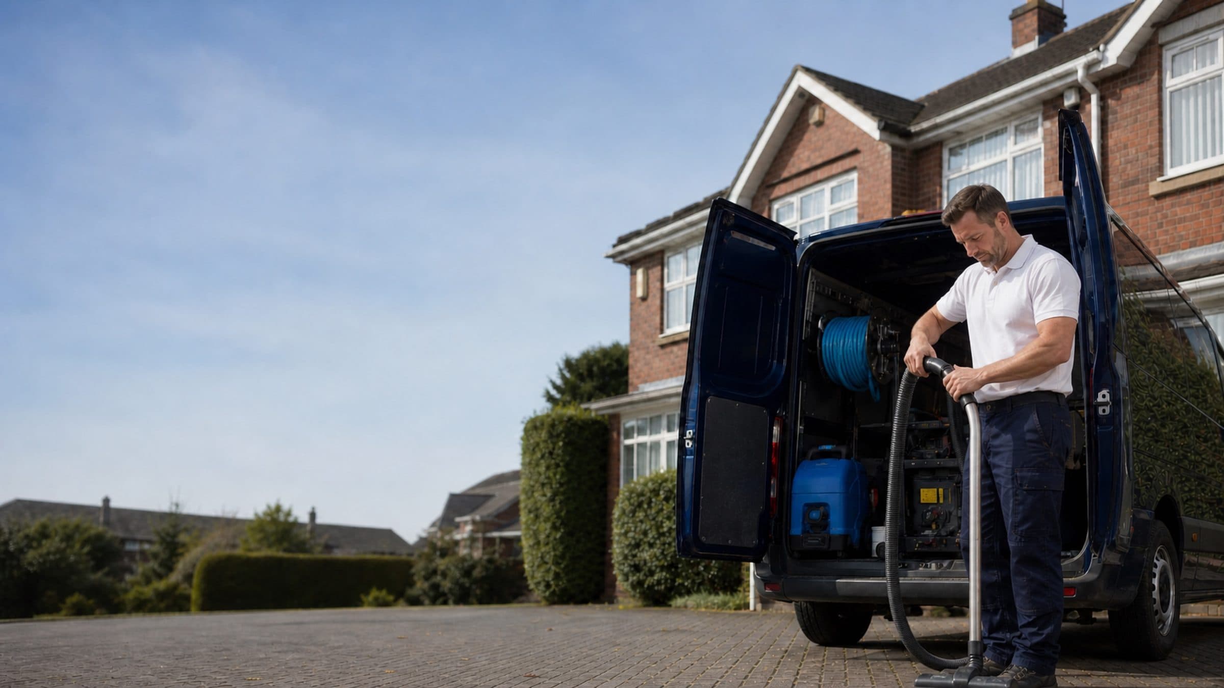No1 GOG van and technician outside a home in the Mansfield area